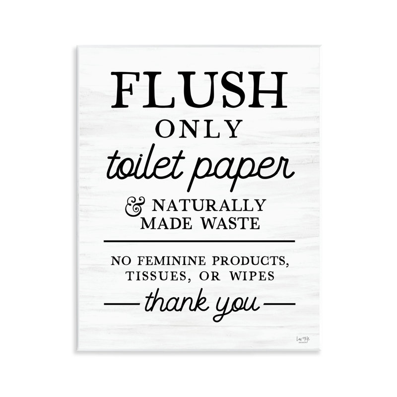 Flush Only Toilet Paper Rules Wall Plaque, design by Lux + Me Designs