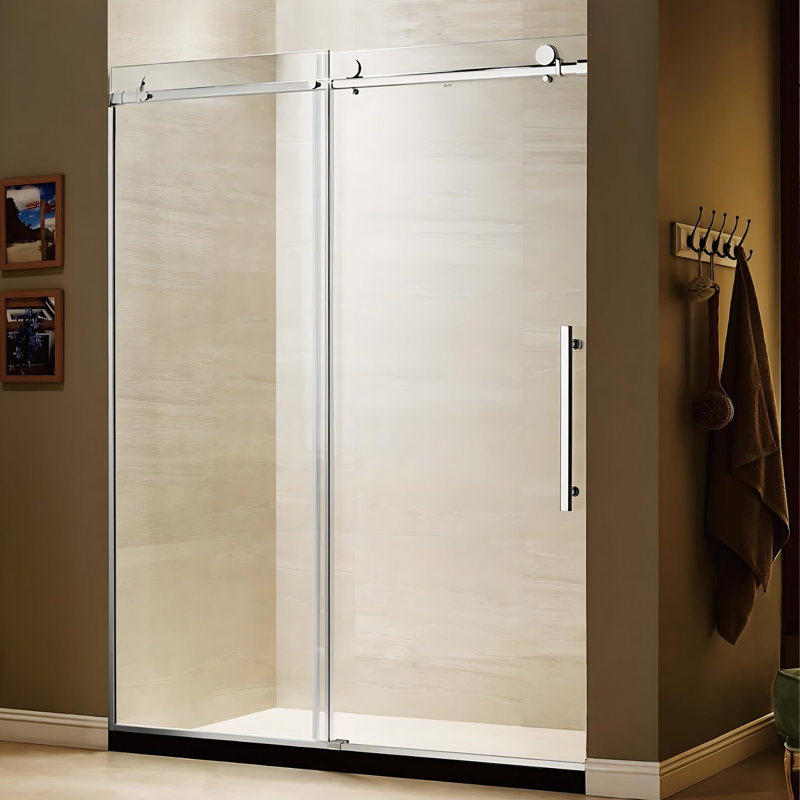 60 in. W x 79 in. H Single Added Framed Shower Door with Header and Clear Glass