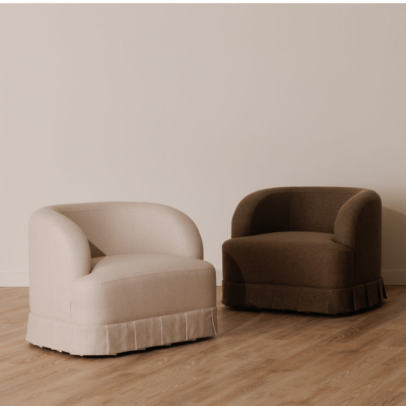 Milo Swivel Chair, Brown Polyester