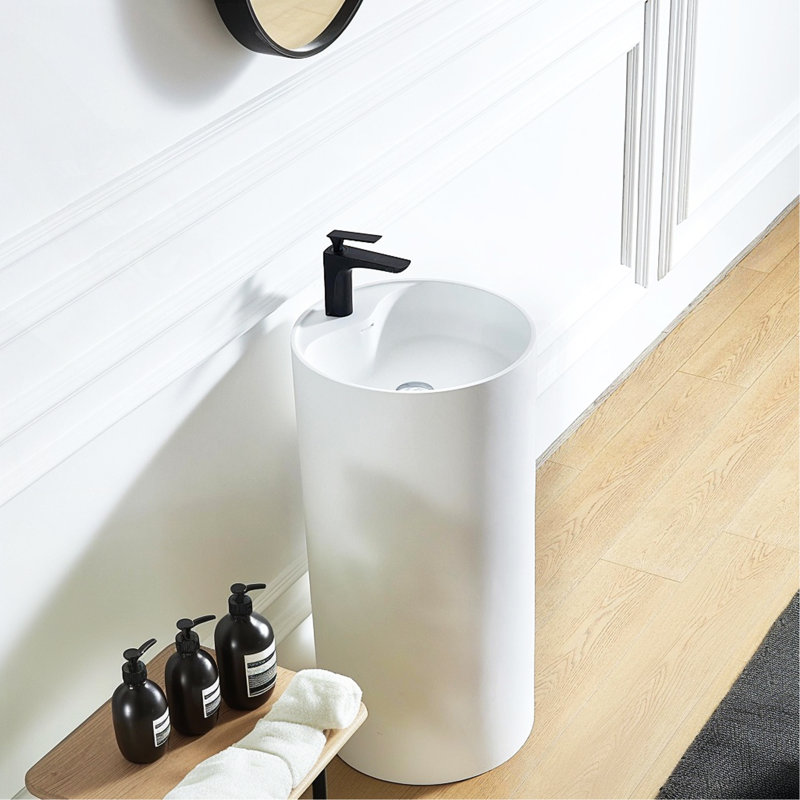 Lavabo de salle de bain à piédestal à surface solide