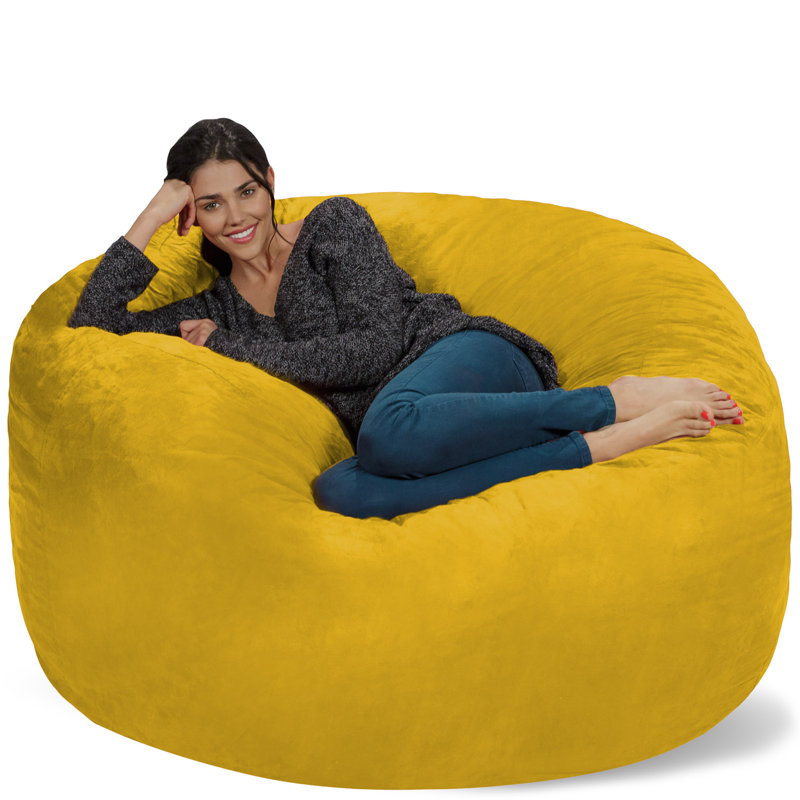 Fauteuil à billes - Fauteuil à billes rond rembourré en mousse à mémoire de forme avec housse amovible et lavable à la machine - Fauteuil à billes avec housse en microfibre douce - Plusieurs tailles et plusieurs tissus lavables à la machine