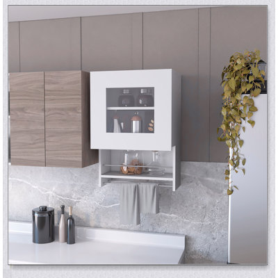 Armoire murale blanche Nolan pour épices et porte-serviettes, solution de rangement élégante et durable pour les cuisines modernes.