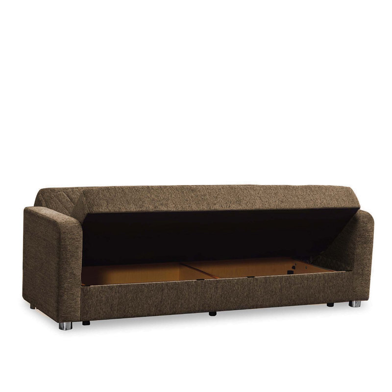Canapé-lit rembourré avec rangement PrimeNest Gravita Collection, Argent; brun, Beige, H 36,2 po x l 32,3 po x L 86,6 po