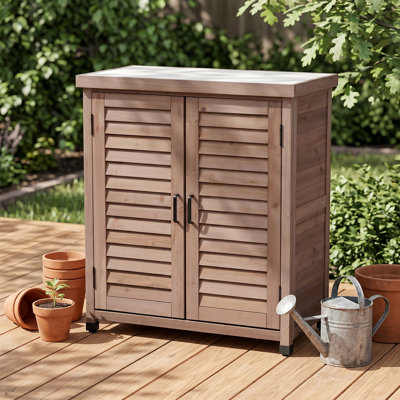 Waterproof Potting Bench With Louvered Doors - Ideal For Gardening Tools Storage