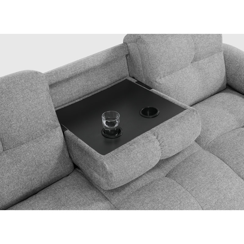 Leanette Upholstered Sofa Bed & Ottoman Set, Light Grey