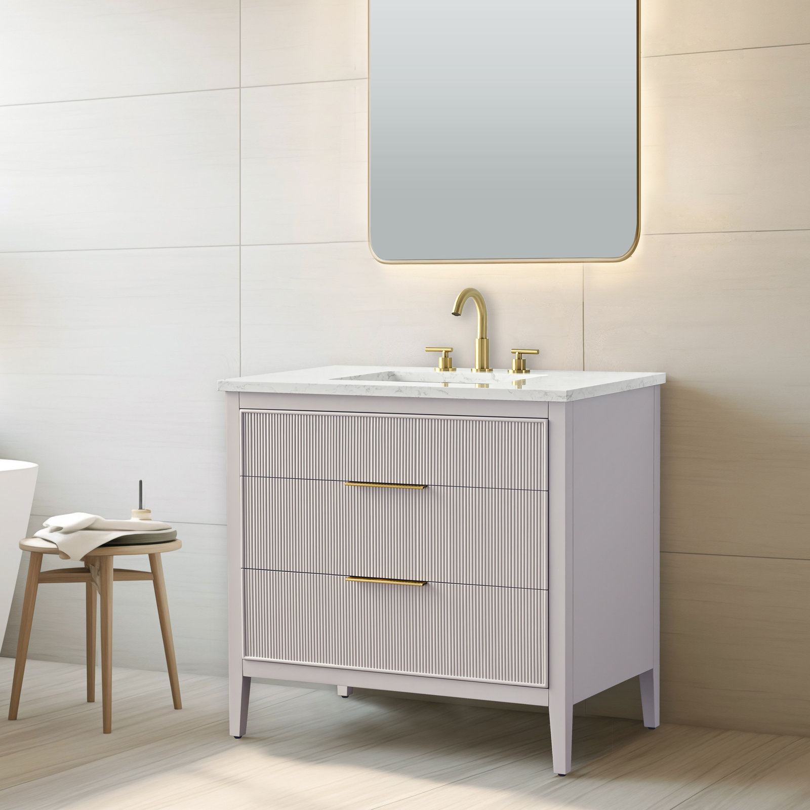 Bilroy 36" Oak Single Bathroom Vanity, Taupe
