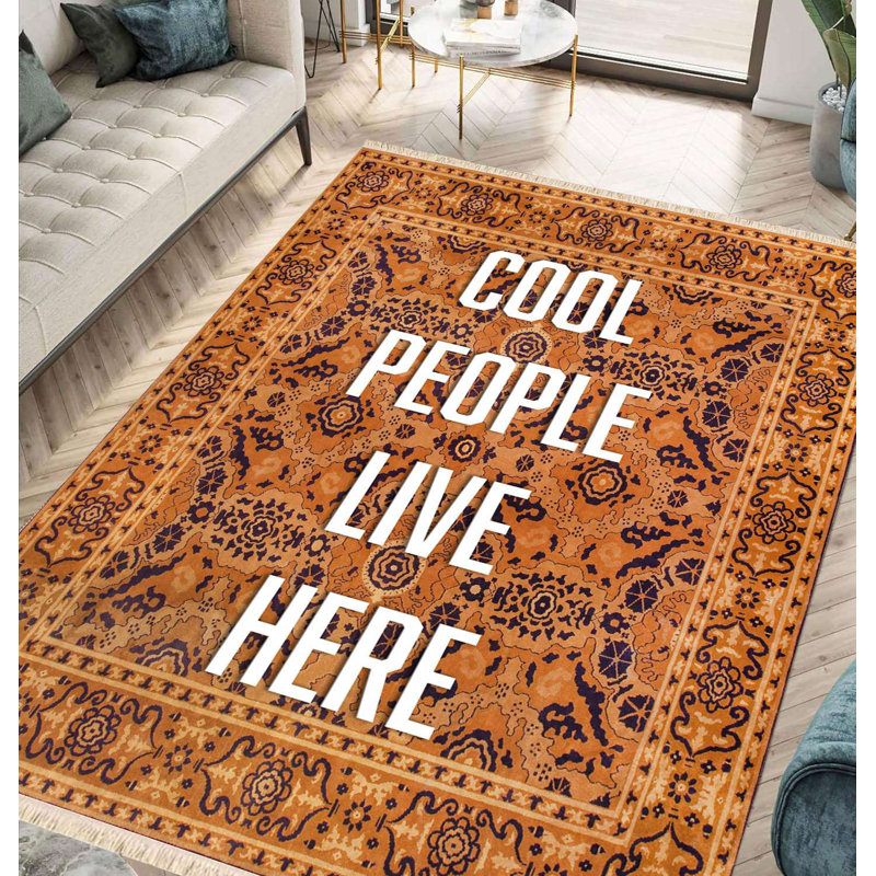 Tapis médaillon marocain orange brûlé