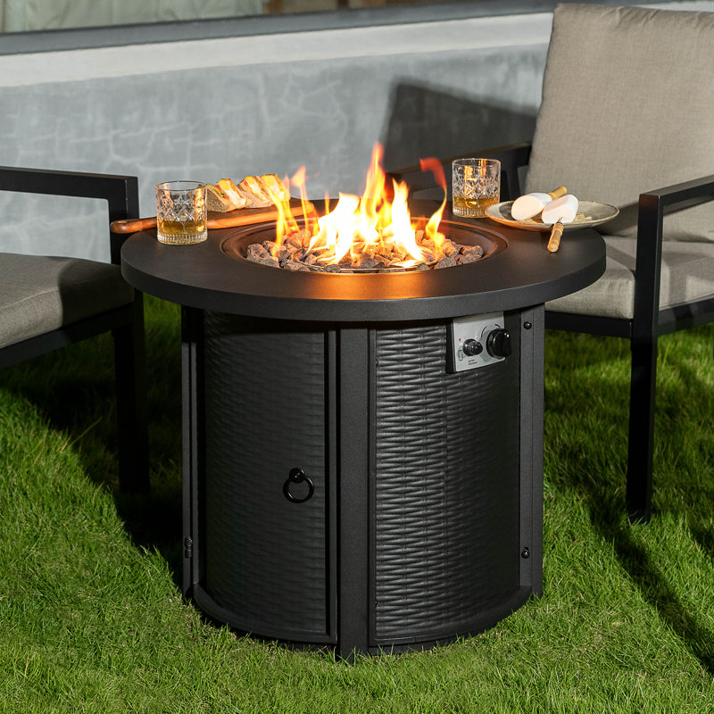 Table de foyer d'extérieur au propane 30 po avec couvercle et pierres de lave