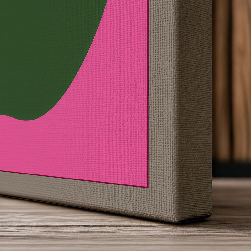 Green Apple on Pink Modern - Wrapped Canvas, 30x20 - 76.2 x 50.8 cm, Taupe Border