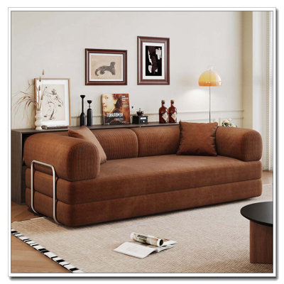 78.8" Compression Sofa,Convertible Floor Sofa Bed-With Pillow Back Support Armrest,Comfy Futon Couch Sleeper Bed,Loveseats Boneless Modular Sectional Sofa,Corduroy Fabric
