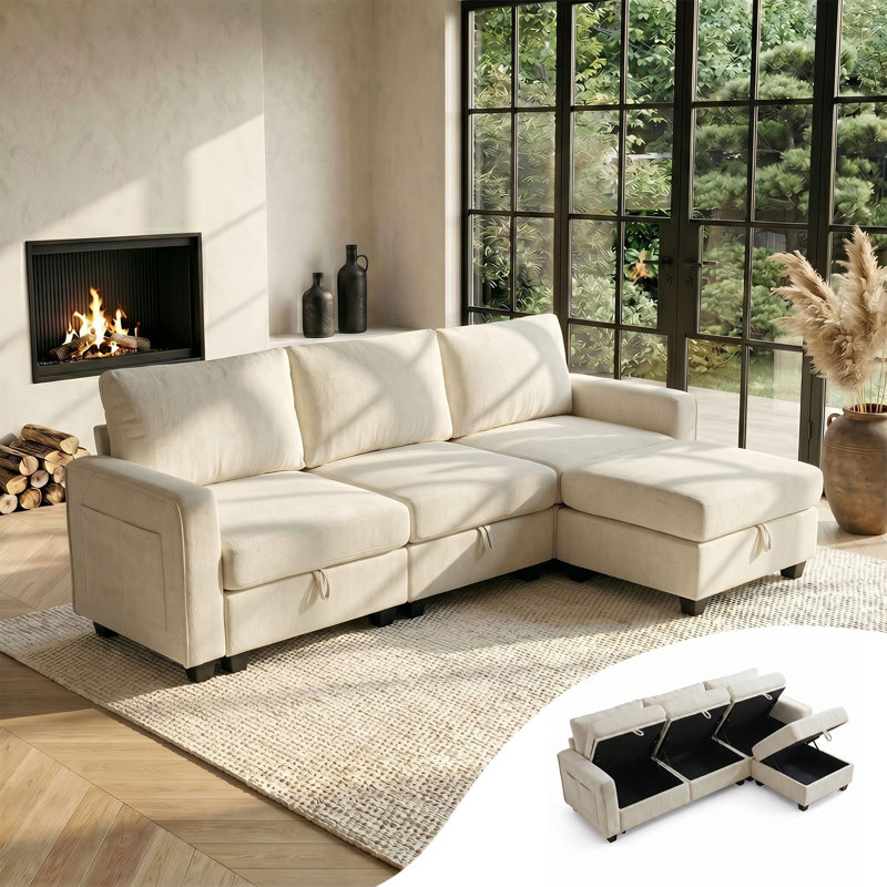Corner Sofa, Beige/White