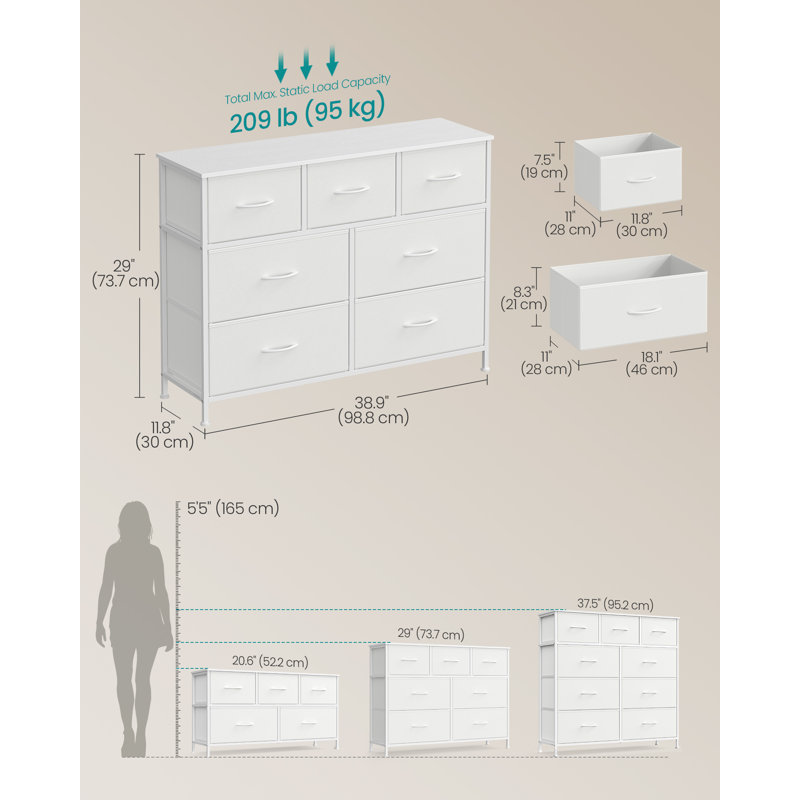 98.8cm W 7 - Drawer Chest of Drawers