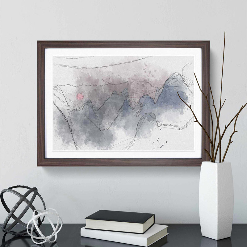 Behind the Mountains in China in Abstract - Picture Frame Graphic Art Print, Walnut Framed, 27cm H x 36cm W x 2cm D