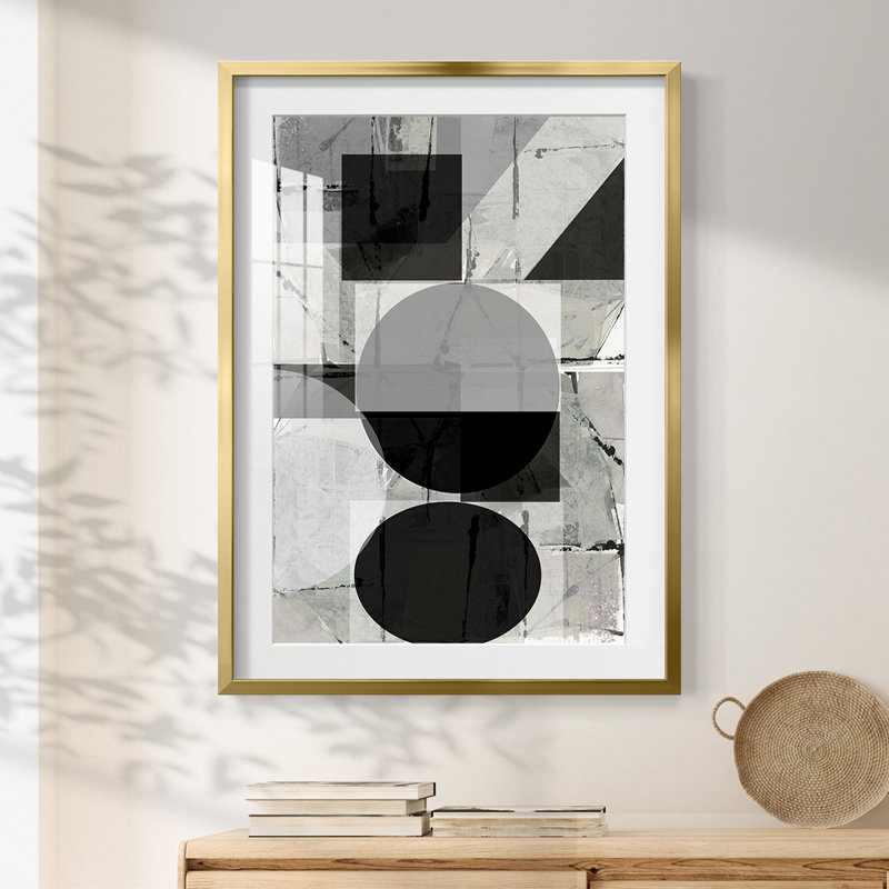 «Abstract Neutralité II», reproduction encadrée, H 28,5 po x l 20,5 po, Doré