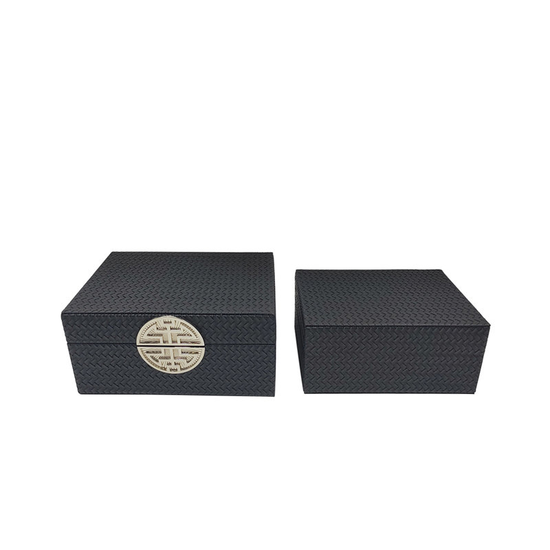 2 Pieces Jewelry Boxes for Women, Modern Design Decoration Makeup Storage Boxes with Lid, Black/Silver
