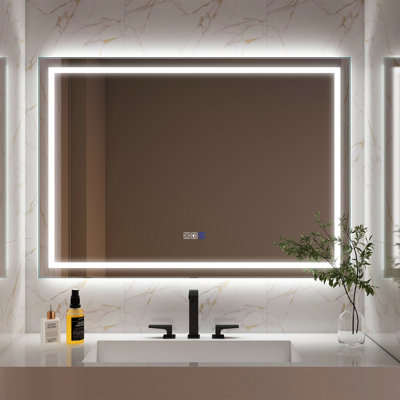 Miroir mural de salle de bain à DEL avec lumières à intensité variable