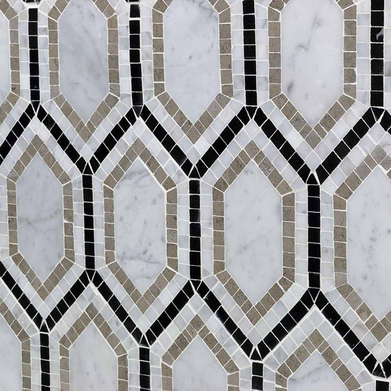 Infinity Hexagon Marble Tile, Carrara/Lagos
