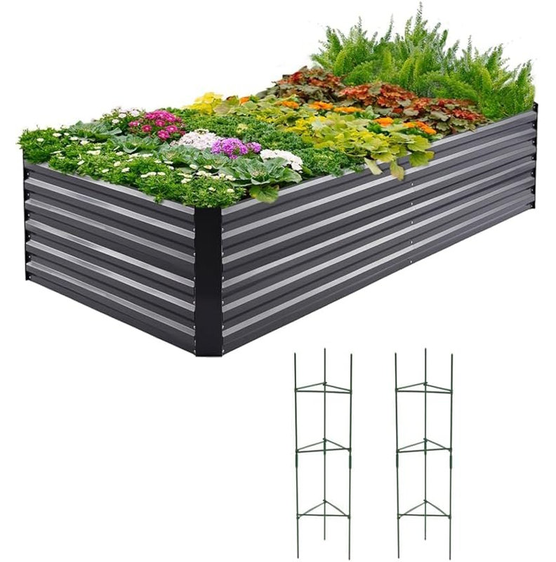 Metal Raised Garden Bed, 240x120x62cm