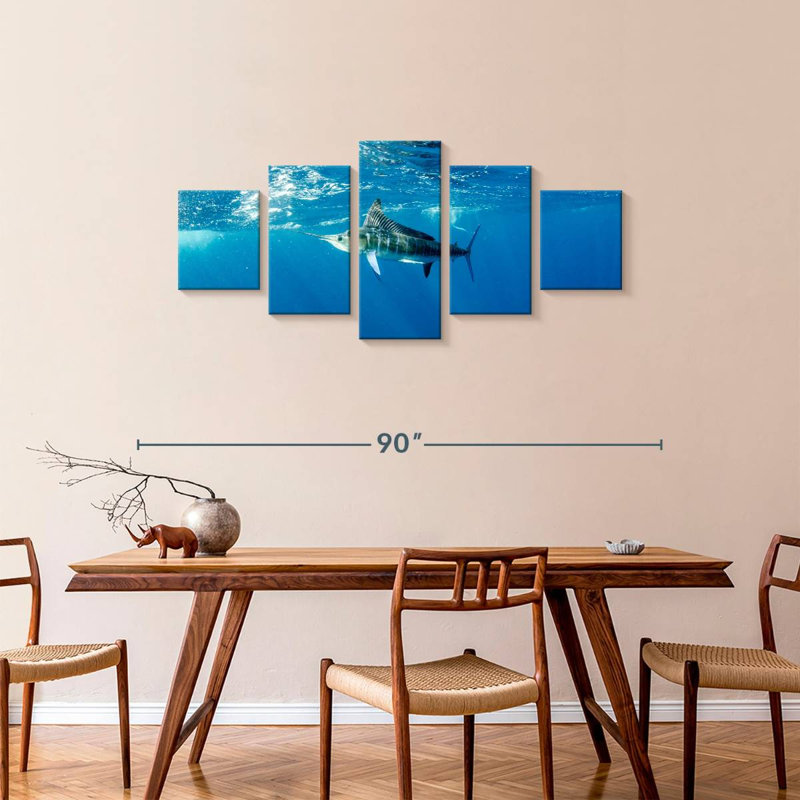 Marlin sous l'eau, H 34 po x l 74 po