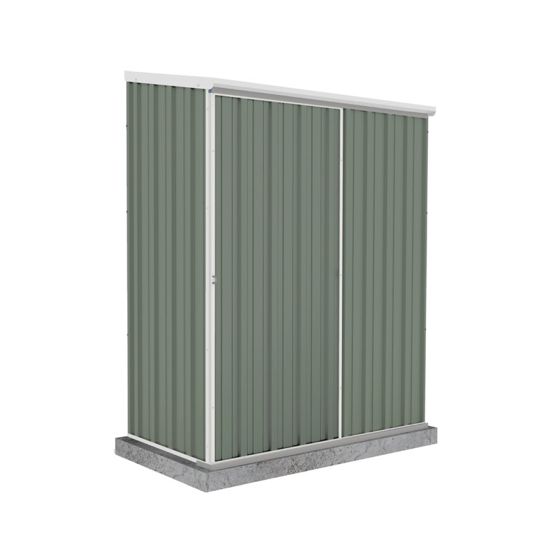 Absco EZI Slider 5' W x 3' D Metal Galvanized Steel Weather Resistant Storage Shed Pale Eucalypt, Green