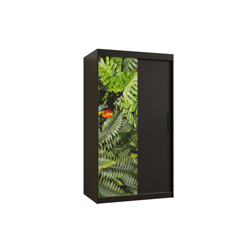 Maheen Manufactured Wood Wardrobe, 200cm H x 100cm W x 62cm D, Black