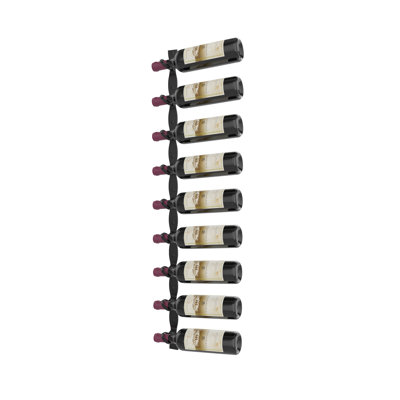Lleucu 9-Bottle Helical Wall-Mounted Metal Wine Rack kit in Matte Black - 45”, Right-Facing