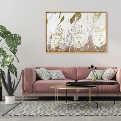Drinks and Spirits Champagne Bottle Showers - Reproduction d'art graphique sur toile