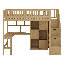 Lit mezzanine simple en bois: bureau intégré, DEL, tablettes de rangement, armoires et escalier-1623757530
