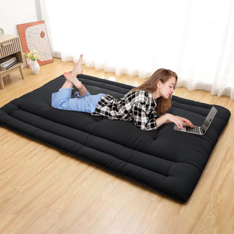 Matelas de futon japonais pliable pour matelas pliant, Lit simple, Noir, noir, noir, noir