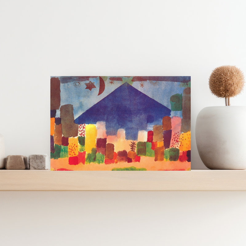 Egyptian Night Abstract Classic Colorful Violet Mountain Nature Wall Art Print by Paul Klee - Wrapped Canvas Print