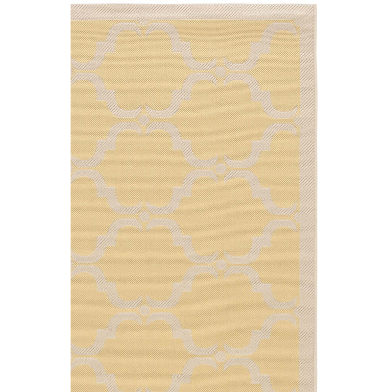 Tapis intérieur / extérieur jaune / beige Arneshia, Rectangle 9 pi x 12 pi