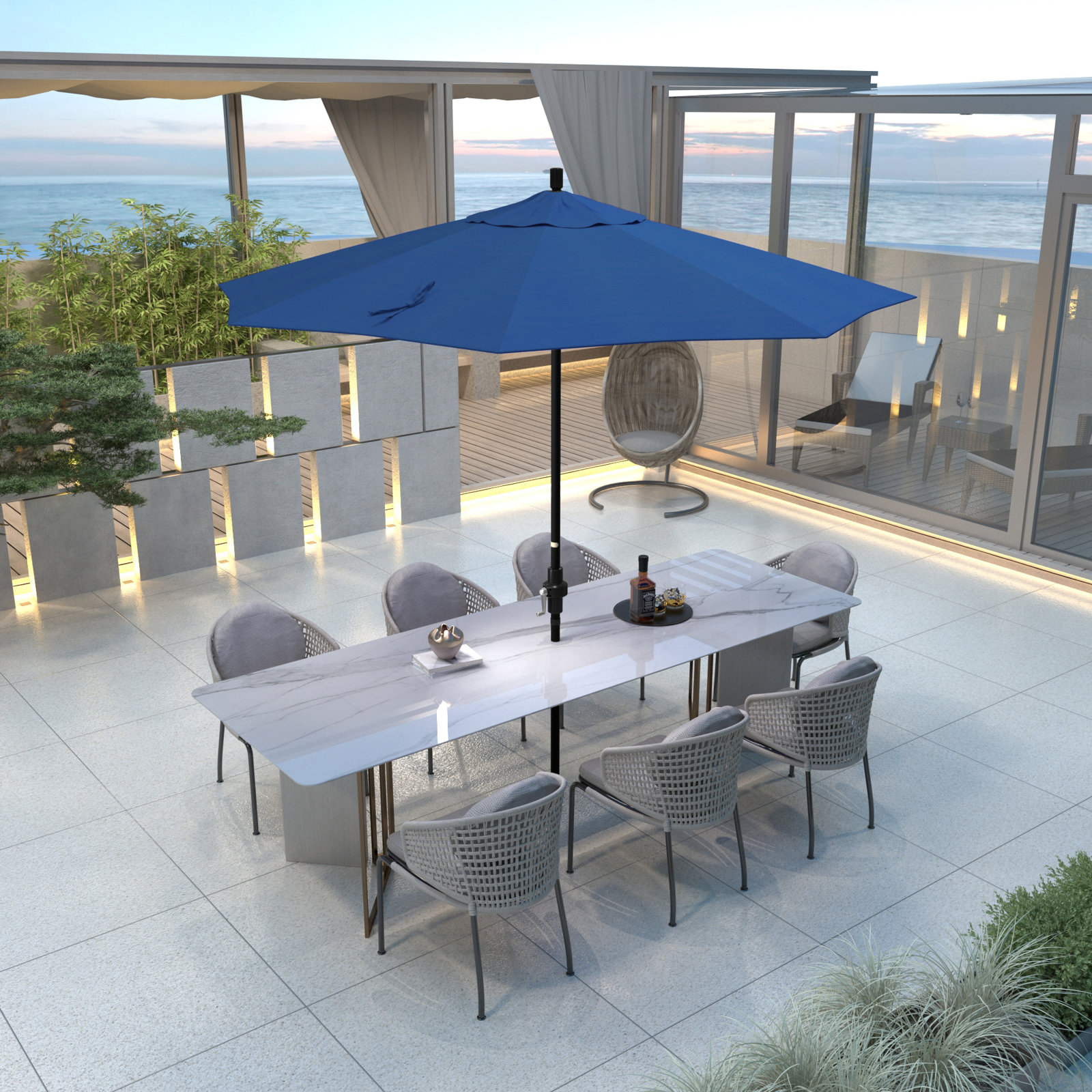 Savi 108'' Outdoor Umbrella, Pacific Blue - Pacifica
