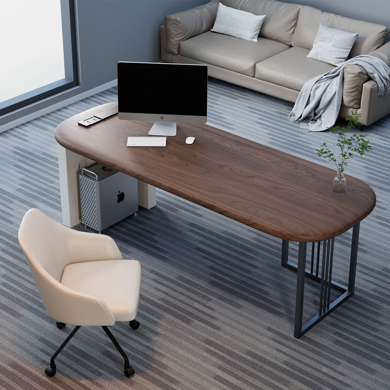 Bureau rectangulaire en bois massif noyer, 29.53" H x 47.24" W x 23.62" D