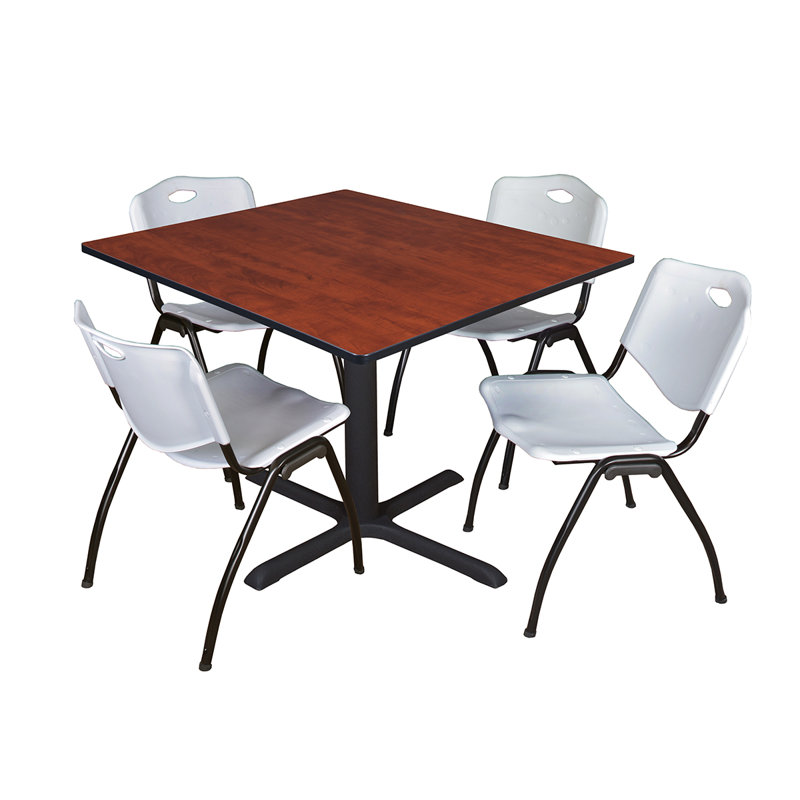 Table de salle à manger Neyland Cain, Gris, H 29 po x l 48 po x P 48 po, Cerisier