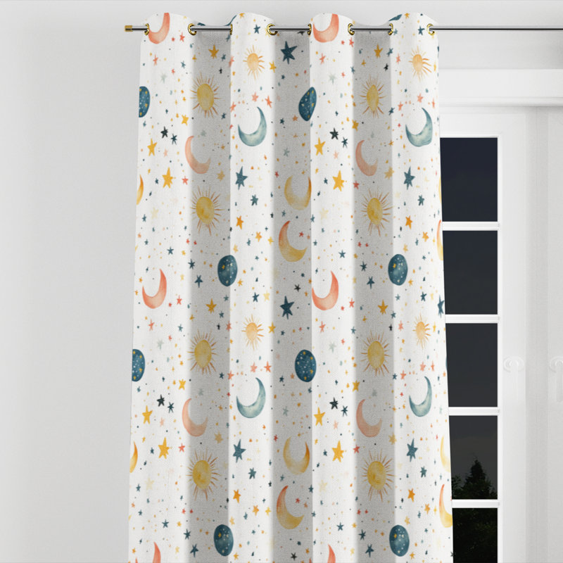 Rideaux célestes pour enfants pour chambre à coucher - rideau simple à oeillets ciel étoilé minuscule - 1 panneau