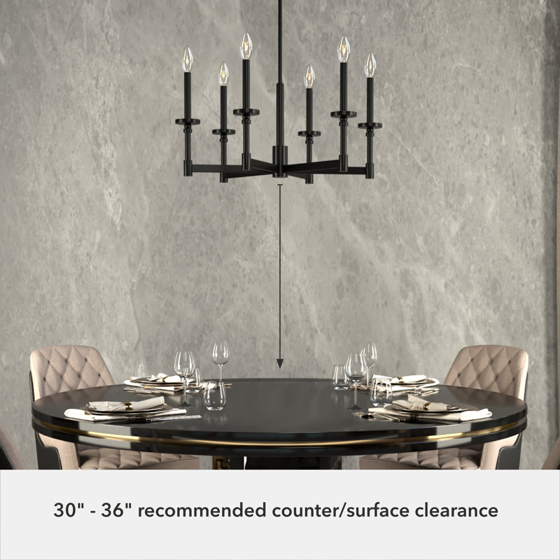 Hunter Briargrove 6 Light Single Tier Chandelier Ceiling Light Fixture, Matte Black