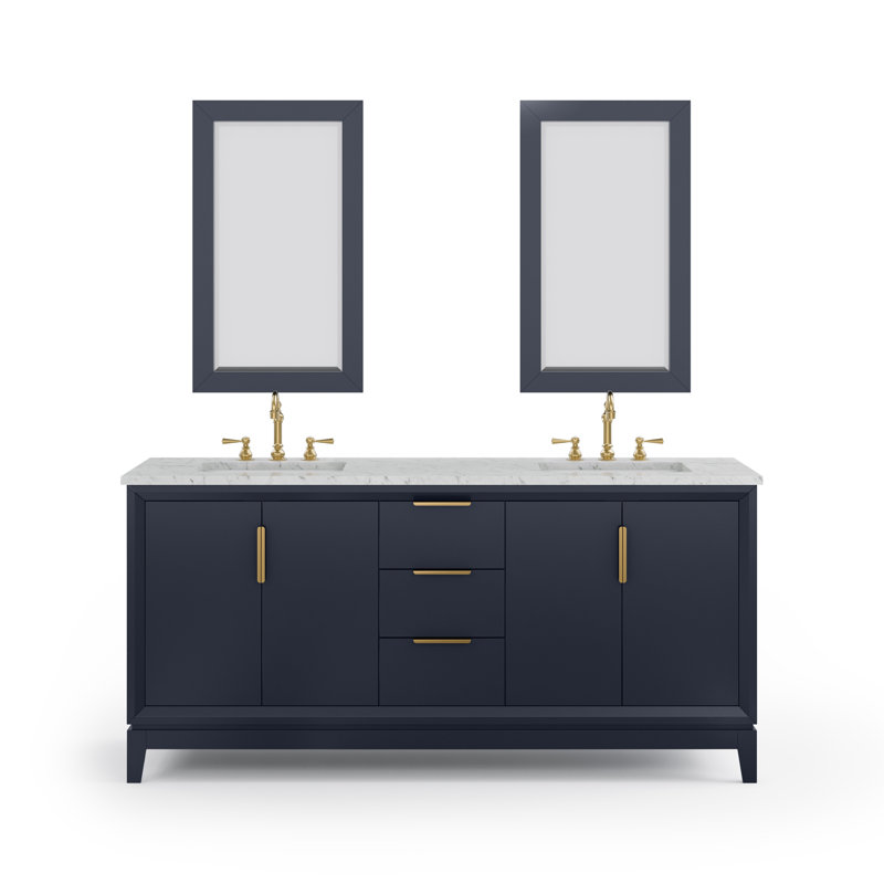Elizabeth 72" Double Bathroom Vanity Set with Mirror, Monarch Blue, Hook