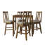 Ensemble de salle à manger 5 pièces à hauteur de comptoir avec chaises à dossier en lattes et table carrée, brun-978405008