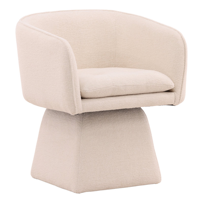 Jonie Upholstered Swivel Chair, Camel, Lola Cream