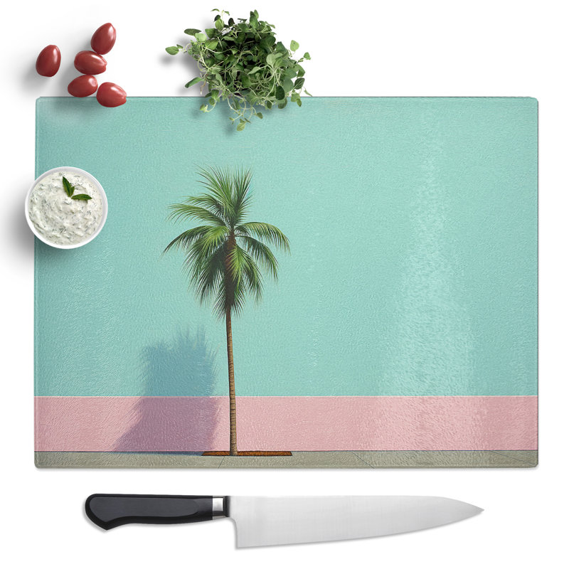 Palm Tree Minimalism No.2  Glass Chopping Board