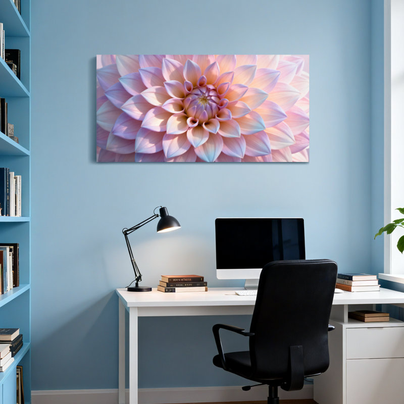 Plantes et fleurs, dahlia pastel, reproduction d'art sur toile, H 16 po x l 32 po