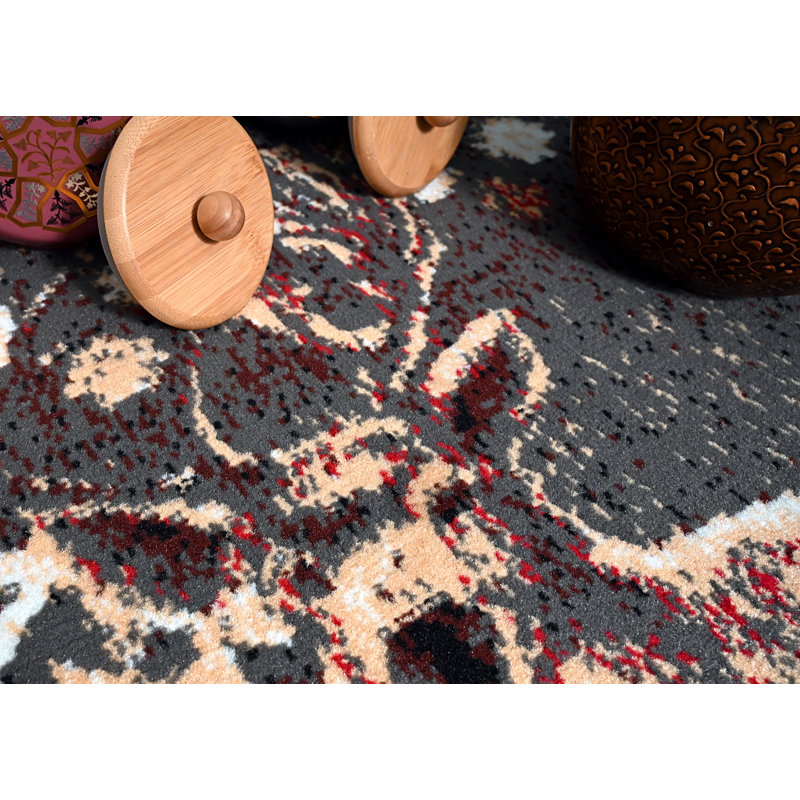 Tapis rouge / noir Hunsinger, Tapis de couloir 2 pi x 8 pi