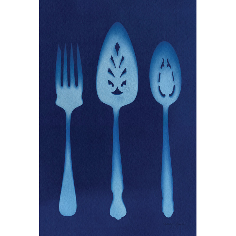 Photographie «Cyanype Kitchen X» par Nancy Green, H 18 po x l 12 po, Toile tendue