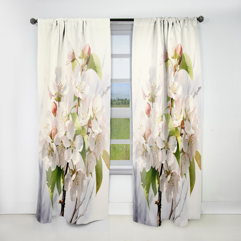 Vello - Rideau obscurcissant abstrait Apple Blossom - 1 panneau, L 52 po x L 120 po