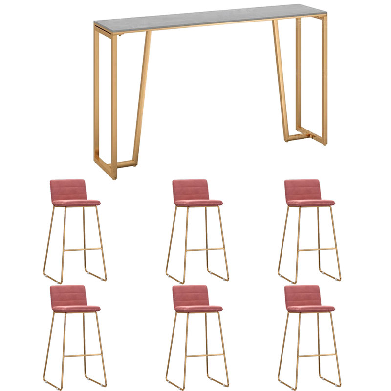 Tabourets et tables de luxe et luxueux, H 41,3 po x L 70,8 po x l 15,7 po, Gris/doré, Rose