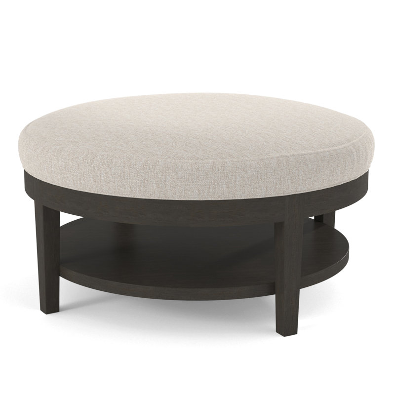 Midtown Upholstered Ottoman, Snow Crypton Performance; 0884-91, Antique Black Finish