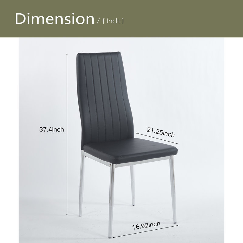 Ensemble de 4 chaises, Noir, Argent argent