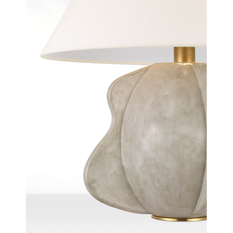Delmar 22" Table Lamp with Linen Shade, Antiqued White