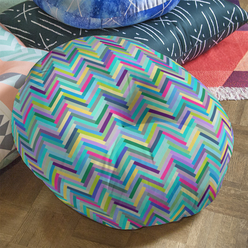 Coussin de plancher chevrons, 26 po x 26 po, Bleu