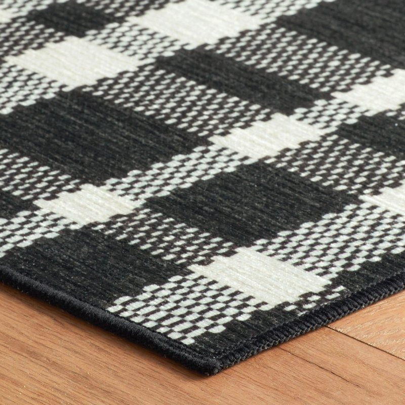 Tapis noir lavable à la machine Houston, Rectangle 6 pi x 9 pi
